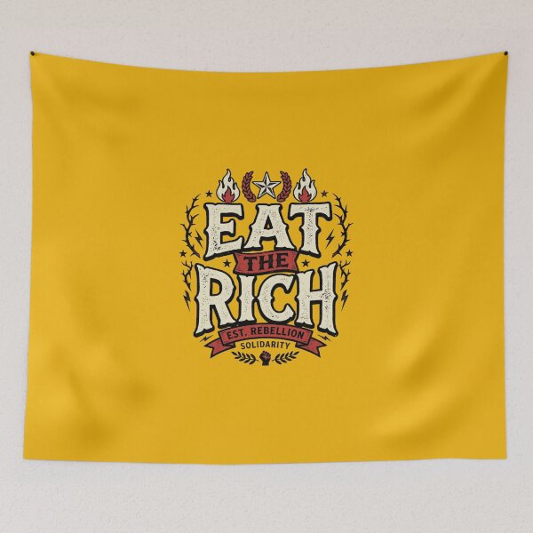 Item preview, Eat The Rich Est. Rebellion Vintage Typography | Solidarity Protest Graphic | Retro Distressed T-Shirt Design designed and sold by Bhaskar Digital Art.