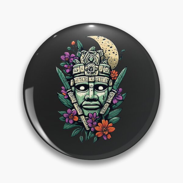 Item preview, Mayan Warrior Mask with Flowers & Moon | Elysium Echoes Icon designed and sold by Shift-Bloom.
