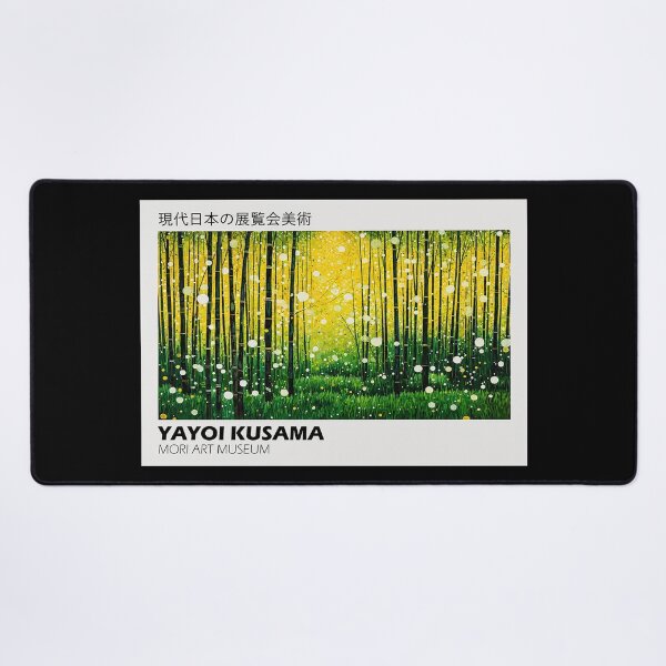Item preview, Inspired by Yayoi Kusama Bamboo Forest Dots Poster, Mori Art Museum Japanese Modern Art Print, Glowing Yellow Green Nature Wall Decor designed and sold by MorningJoco.