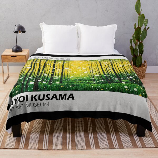 Item preview, Inspired by Yayoi Kusama Bamboo Forest Dots Poster, Mori Art Museum Japanese Modern Art Print, Glowing Yellow Green Nature Wall Decor designed and sold by MorningJoco.