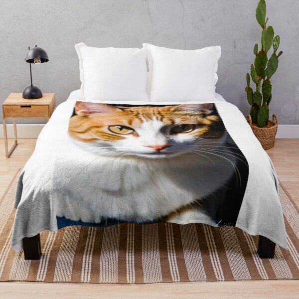 Item preview, Animals - Ginger and White Cat, Amber Gaze on Black Background designed and sold by World-Pets.