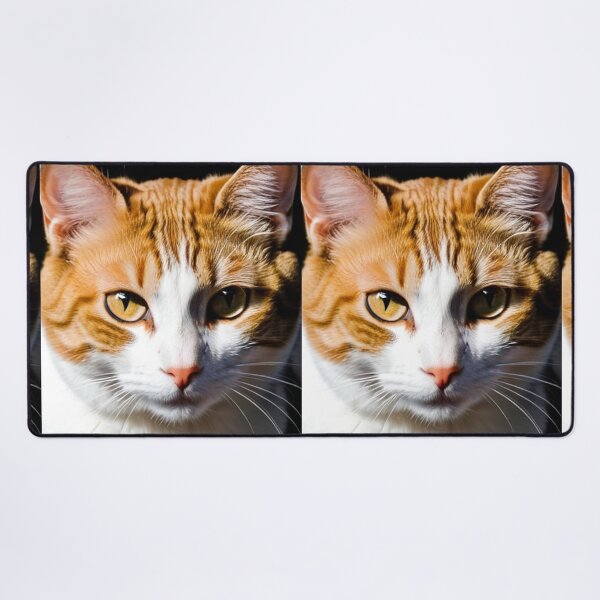 Item preview, Animals - Ginger and White Cat, Amber Gaze on Black Background designed and sold by World-Pets.