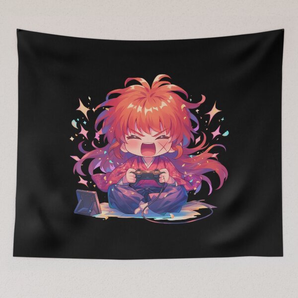 Item preview, Himura Kenshin Rurouni Kenshin Cute Chibi Playing Video Game Anime Classic designed and sold by penilopkgb.