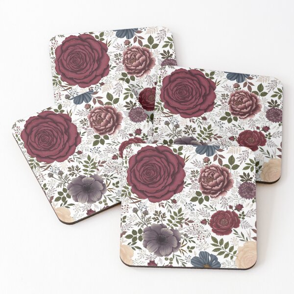 Item preview, Vintage Moody Floral Pattern | Burgundy Rose Botanical on Antique Cream | Cottagecore Seamless Print designed and sold by neenu-bhasin11.