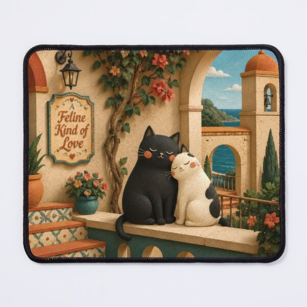 Item preview, Cats Relaxing on Mediterranean Terrace designed and sold by Andy Gambino Art.
