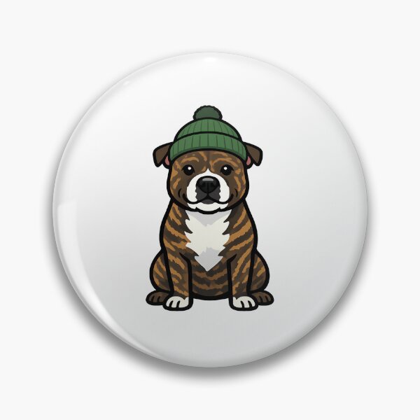 Item preview, Brindle Staffordshire Bull Terrier in Beanie designed and sold by BestFriendTees.