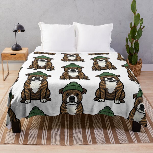 Item preview, Brindle Staffordshire Bull Terrier in Beanie designed and sold by BestFriendTees.