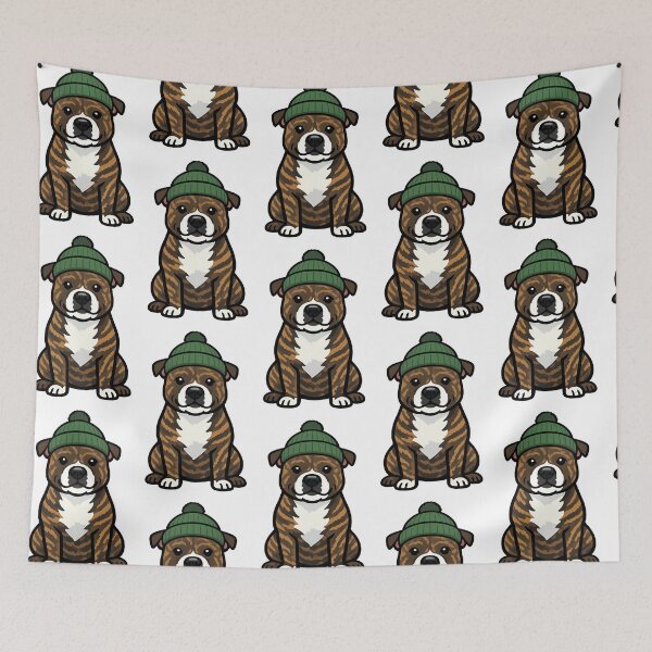 Item preview, Brindle Staffordshire Bull Terrier in Beanie designed and sold by BestFriendTees.