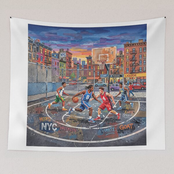 Aperçu de l'œuvre NYC Gritty Basketball Court créée et vendue par Home Decor Art.