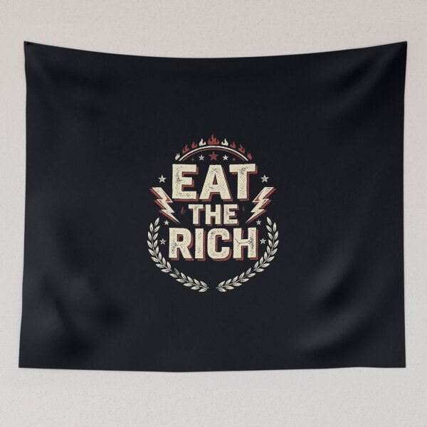 Item preview, Eat The Rich Vintage Protest Typography | Retro Distressed Graphic Tee | Bold Statement Streetwear Design designed and sold by Bhaskar Digital Art.