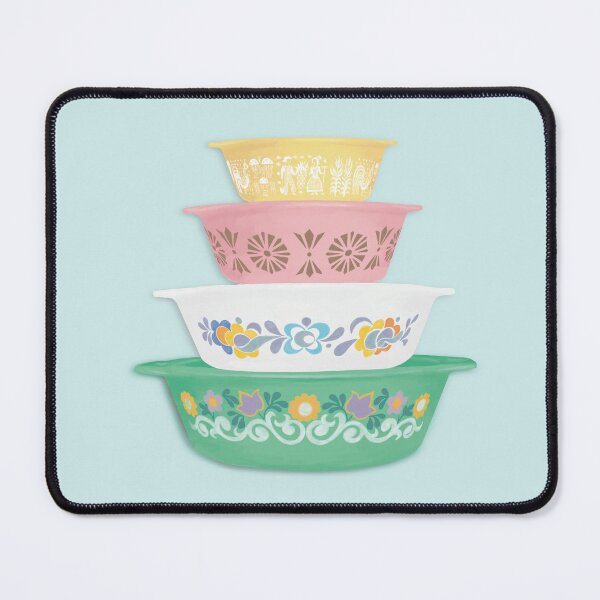 Item preview, Retro Pyrex stack on blue 2 designed and sold by Cat Delli-Bovi.