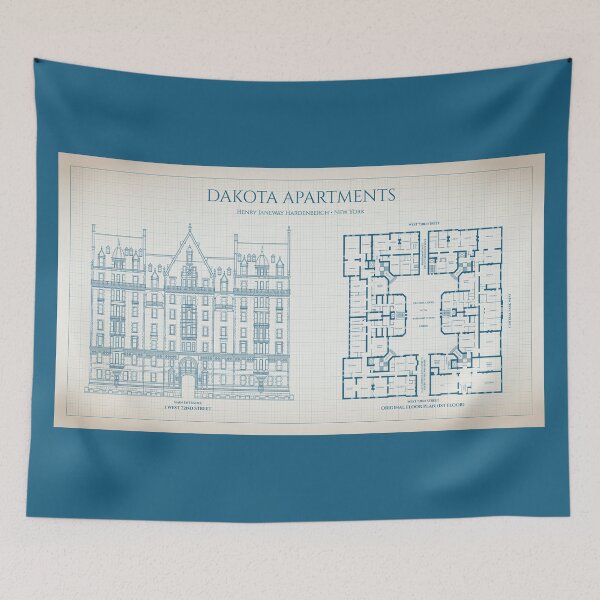 Item preview, Dakota Apartments. Elevation and Floor Plan. New York (Ivory Blue Grid) designed and sold by BGALAXY.