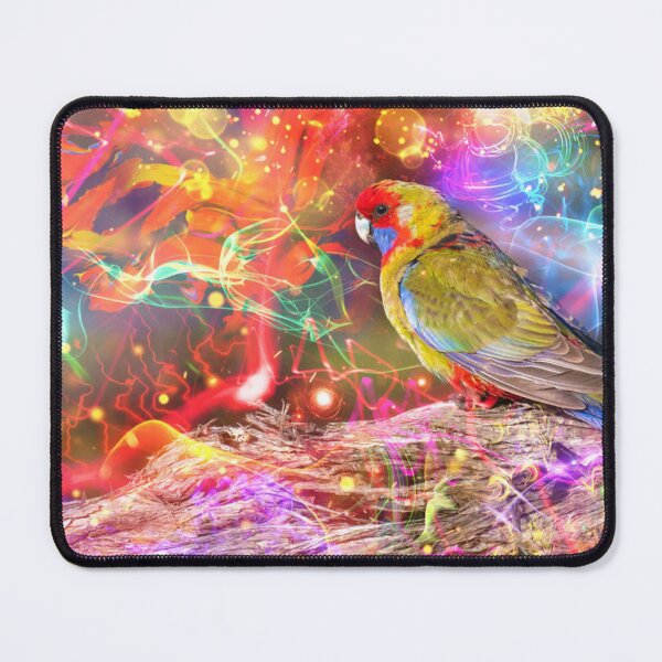 Item preview, Crimson Rosella with Abstract Colorful Energy designed and sold by montanezshops.