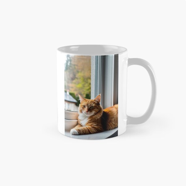 Artikelvorschau, Animals - Ginger and White Cat, Contemplation on a Windowsill entworfen und verkauft von World-Pets.