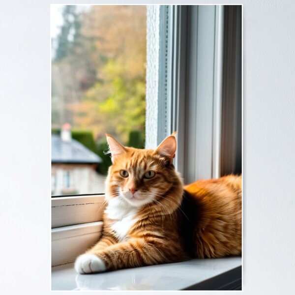 Item preview, Animals - Ginger and White Cat, Contemplation on a Windowsill designed and sold by World-Pets.