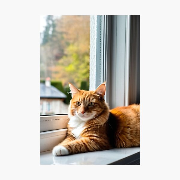 Item preview, Animals - Ginger and White Cat, Contemplation on a Windowsill designed and sold by World-Pets.