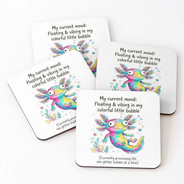Item preview, Cute Colorful Axolotl Meme - Vibing In My Bubble Cartoon designed and sold by DreamyBrushArt.