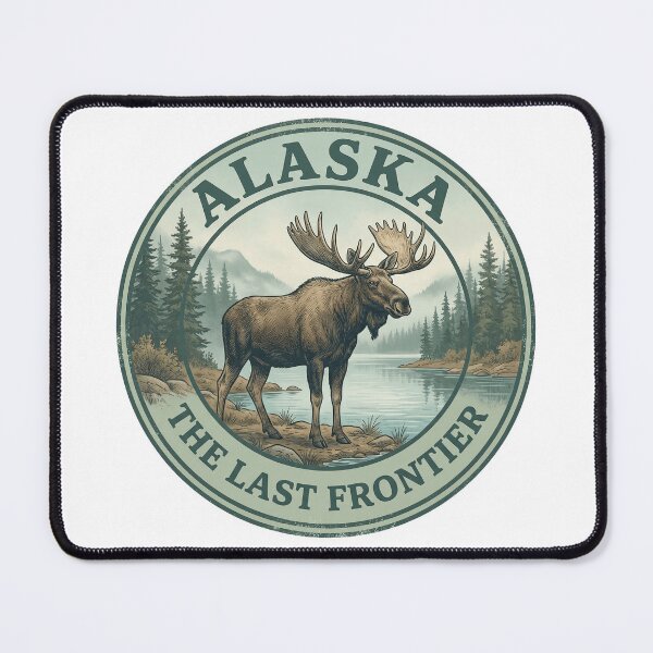 Item preview, Alaska The Last Frontier Vintage Moose Badge designed and sold by CKaracaCrafted.