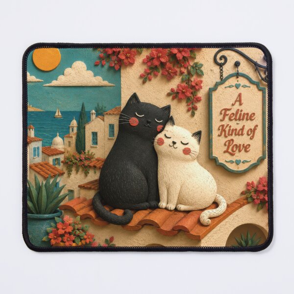 Item preview, Feline Romance in Coastal Village designed and sold by Andy Gambino Art.