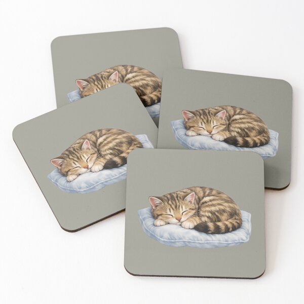 Item preview, Cute Sleepy Tabby Cat on Pillow Vector Design designed and sold by Nawi32.