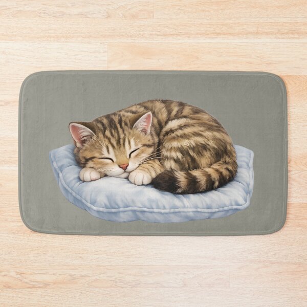 Item preview, Cute Sleepy Tabby Cat on Pillow Vector Design designed and sold by Nawi32.