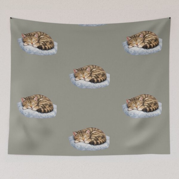 Item preview, Cute Sleepy Tabby Cat on Pillow Vector Design designed and sold by Nawi32.