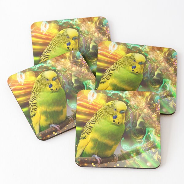 Item preview, Budgerigar with Abstract Colorful Energy designed and sold by montanezshops.