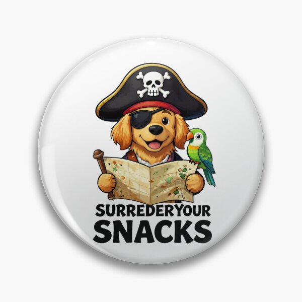 Item preview, Surrender Your Snacks – Funny Pirate Dog designed and sold by GoldenPaw Society.