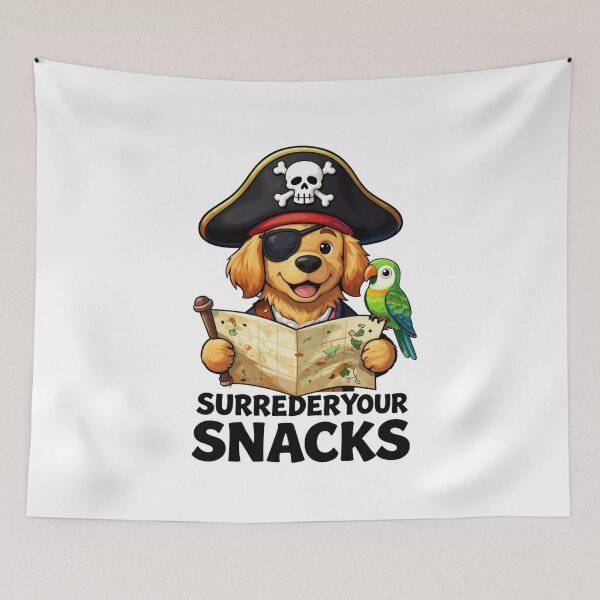 Item preview, Surrender Your Snacks – Funny Pirate Dog designed and sold by GoldenPaw Society.