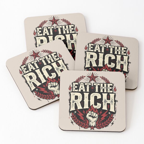 Item preview, Eat The Rich Raised Fist Vintage Protest Graphic | Retro Distressed Typography | Statement T-Shirt Design designed and sold by Bhaskar Digital Art.