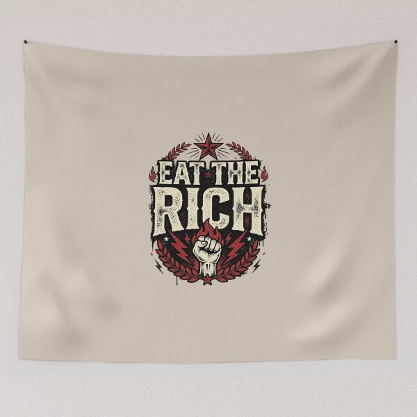 Item preview, Eat The Rich Raised Fist Vintage Protest Graphic | Retro Distressed Typography | Statement T-Shirt Design designed and sold by Bhaskar Digital Art.