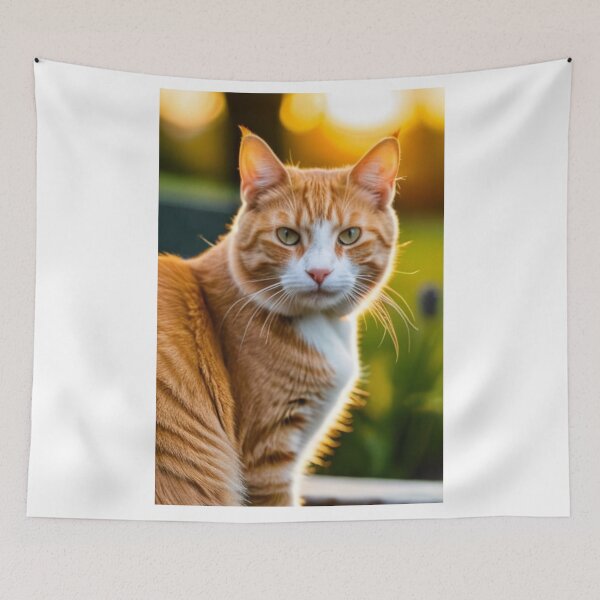 Item preview, Animals - Ginger and White Cat, Luminous Golden Hour Portrait designed and sold by World-Pets.