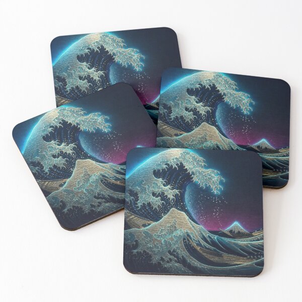 Item preview, Golden Great Wave | Luxury Neon Ukiyo-e Re:Mix | Japanese  Art | Hokusai Metal Poster designed and sold by vekotpu.