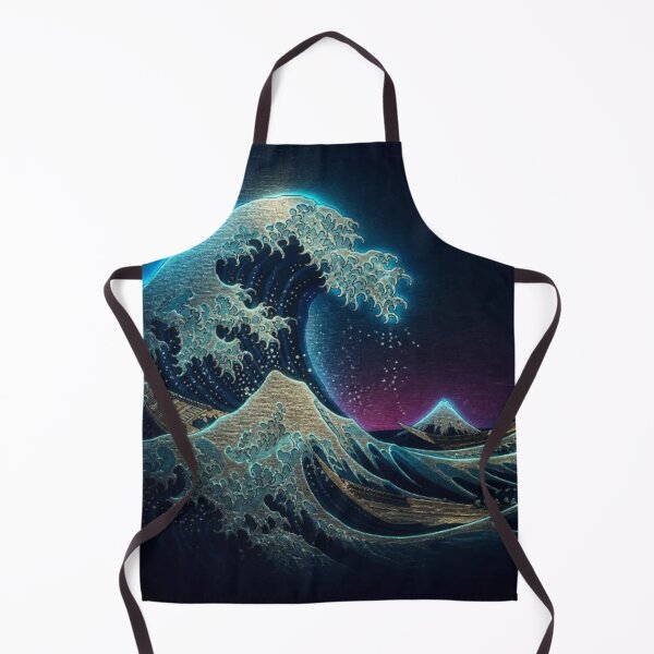 Item preview, Golden Great Wave | Luxury Neon Ukiyo-e Re:Mix | Japanese Art | Hokusai Metal Poster designed and sold by vekotpu.