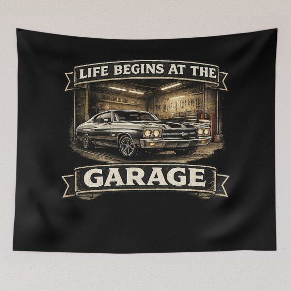 Item preview, Life Begins at the Garage designed and sold by RetroPlus.