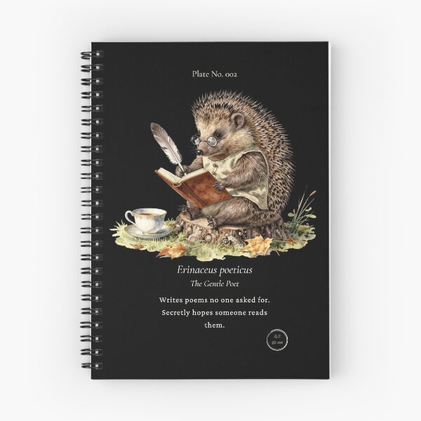 Item preview, Poet Hedgehog Vintage Cottagecore T-Shirt | Writer Gift | Woodland Watercolor Illustration | Quiet Society Field Notes designed and sold by QuietSylvan.