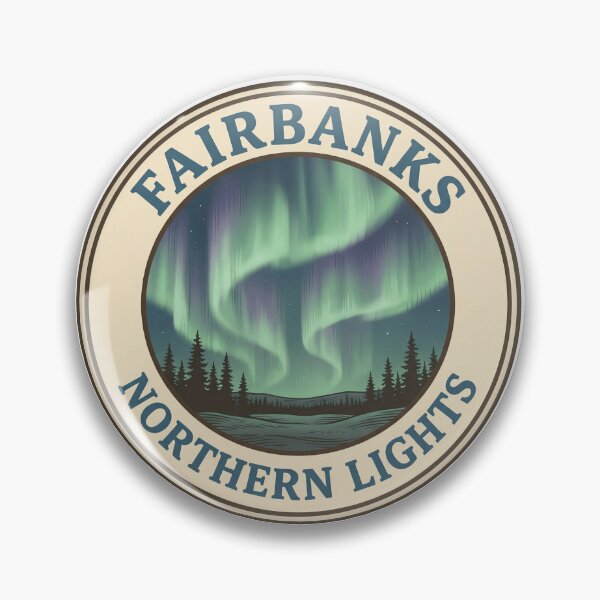Item preview, Fairbanks Alaska Northern Lights Vintage Badge designed and sold by CKaracaCrafted.