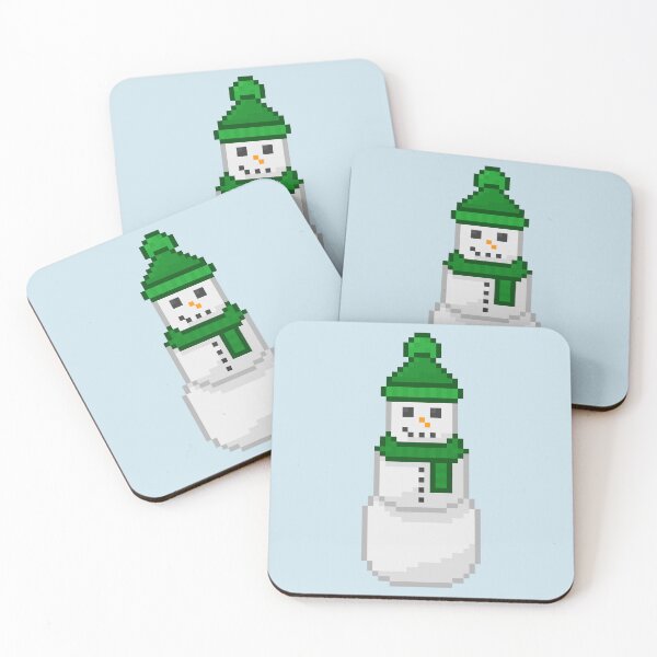 Item preview, Pixel Snowperson With Green Hat & Scarf designed and sold by Lilac-Cat.