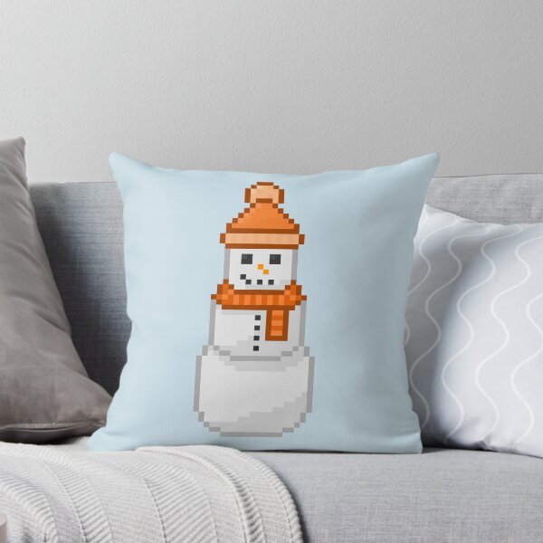 Item preview, Pixel Snowperson With Orange Hat & Scarf designed and sold by Lilac-Cat.
