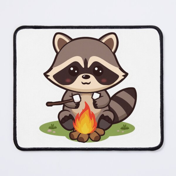 Item preview, Camping Raccoon Sticker – Kawaii Marshmallow Campfire Forest Animal Vinyl Decal designed and sold by Pandey14.