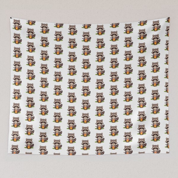 Item preview, Camping Raccoon Sticker – Kawaii Marshmallow Campfire Forest Animal Vinyl Decal designed and sold by Pandey14.