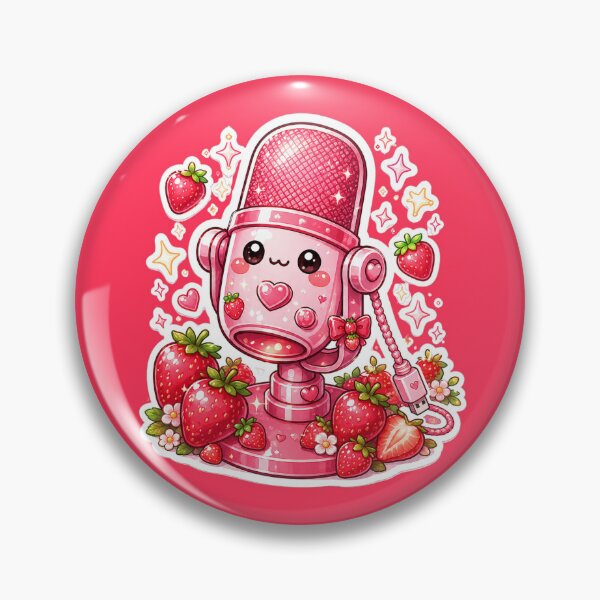 Item preview, Cute Strawberry Kawaii Streaming Microphone Sticker designed and sold by Christiana-Art.