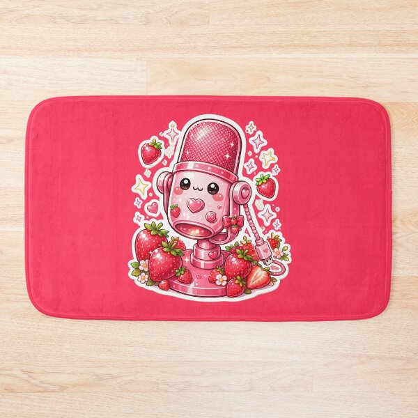 Item preview, Cute Strawberry Kawaii Streaming Microphone Sticker designed and sold by Christiana-Art.