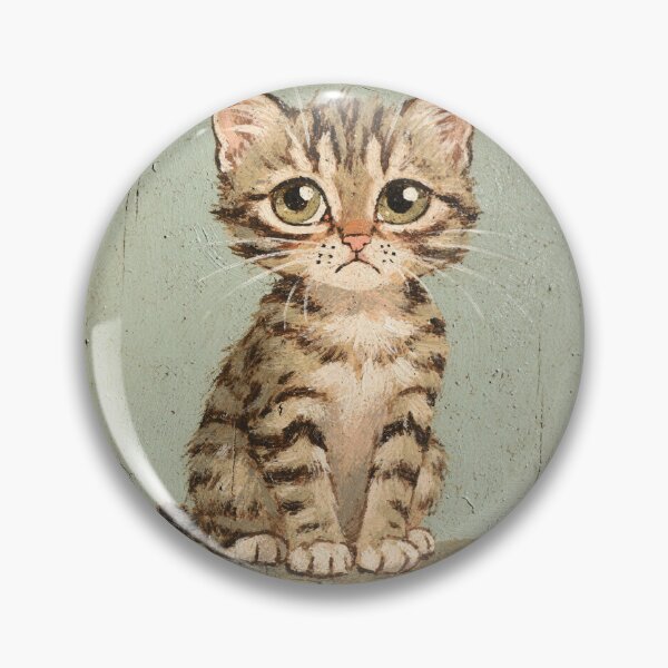 Item preview, Worried Tiny Kitten Folk Portrait designed and sold by PictorialWhimsy.