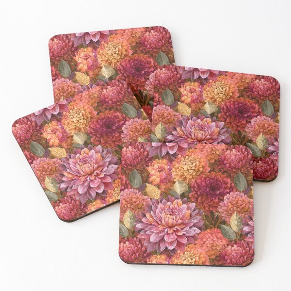 Item preview, Lush Dahlias Print  - Retro Flower Floral  - Christmas Gifts For Wife designed and sold by RoyalStarsPatts.