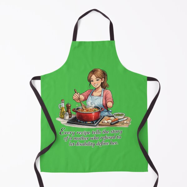 Item preview, „Every Recipe Tells the Story of a Mother Who Refused to Let Disability Define Her„  Inspirational Cooking Apron Design designed and sold by AllAbility Design.