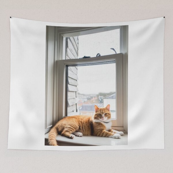 Item preview, Animals - Ginger and White Cat, Serene Contemplation at the Window designed and sold by World-Pets.