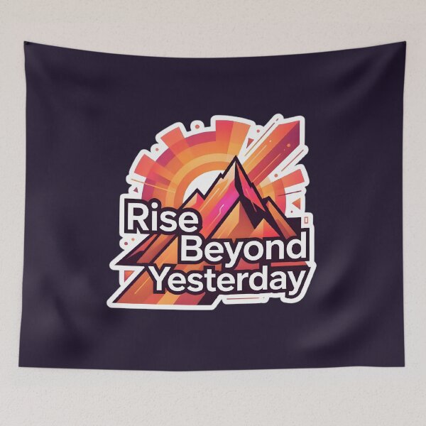 Item preview, Rise Beyond Yesterday Mountain Sticker | Inspirational Success Quote | Growth Mindset Adventure Decal designed and sold by MCV-Designs.