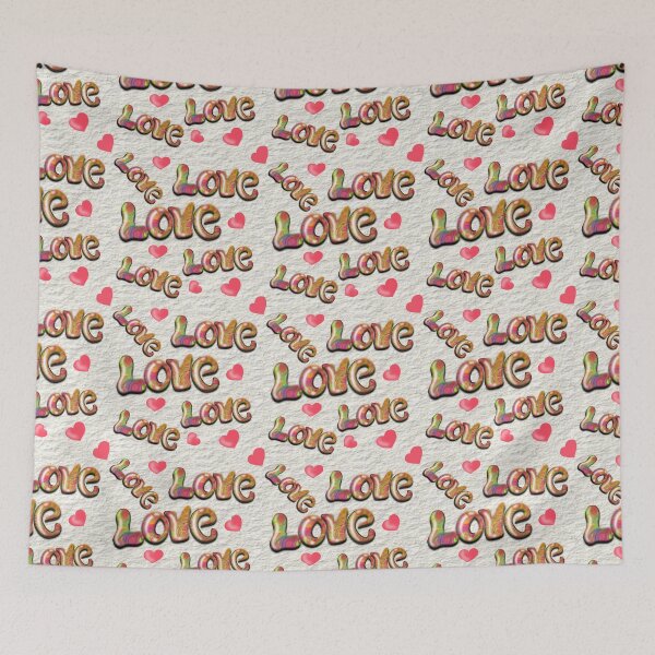 Item preview, Shiny 3D Iove text & Hearts seamless pattern. designed and sold by RuwaDesignArt.