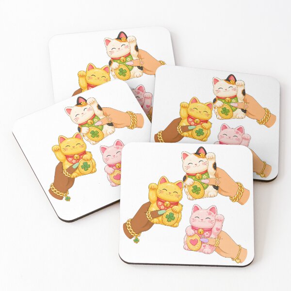 Item preview, Hands Holding Maneki Neko Lucky Cats Illustration designed and sold by DjFreeq.